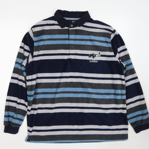 Guinness Mens Blue Striped Polyester Pullover Sweatshirt Size L