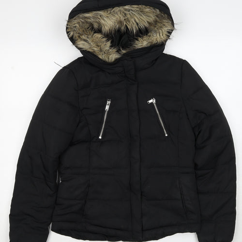H&M Womens Black Puffer Jacket Jacket Size 8 Zip
