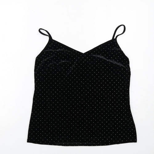Marks and Spencer Womens Black Polka Dot Polyester Camisole Tank Size 12 V-Neck