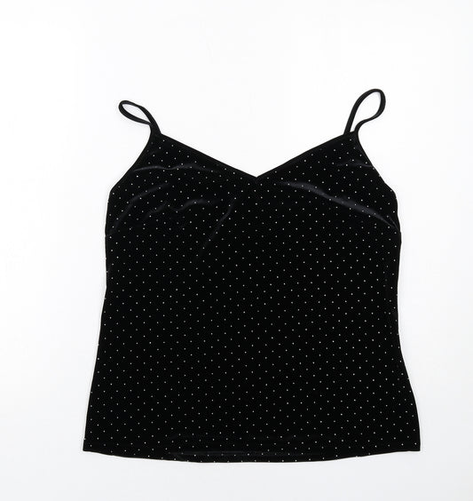 Marks and Spencer Womens Black Polka Dot Polyester Camisole Tank Size 12 V-Neck