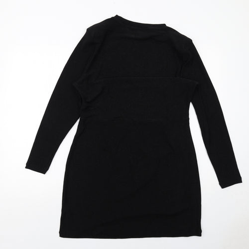 Marks and Spencer Womens Black Polyamide A-Line Size 16 Round Neck Pullover