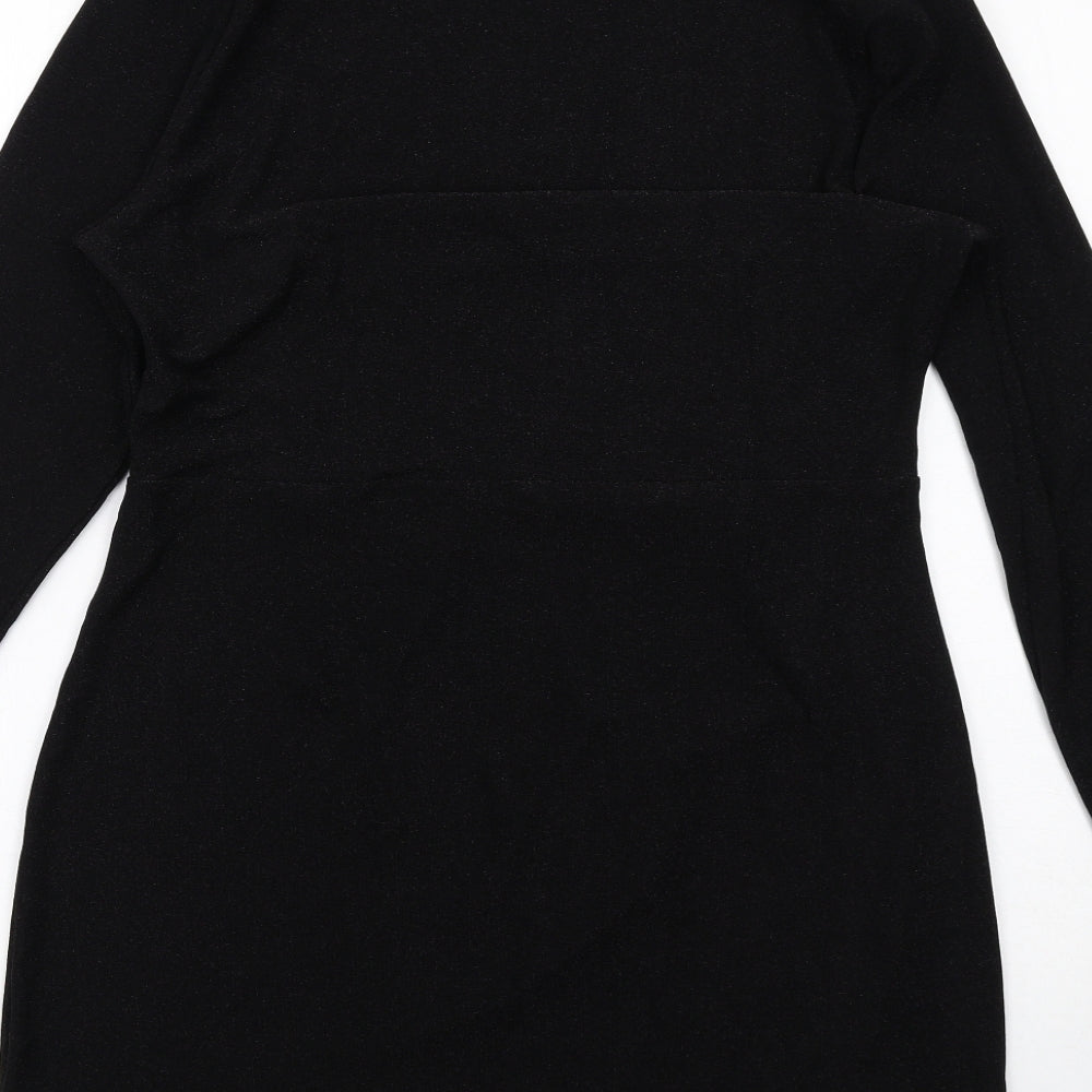 Marks and Spencer Womens Black Polyamide A-Line Size 16 Round Neck Pullover