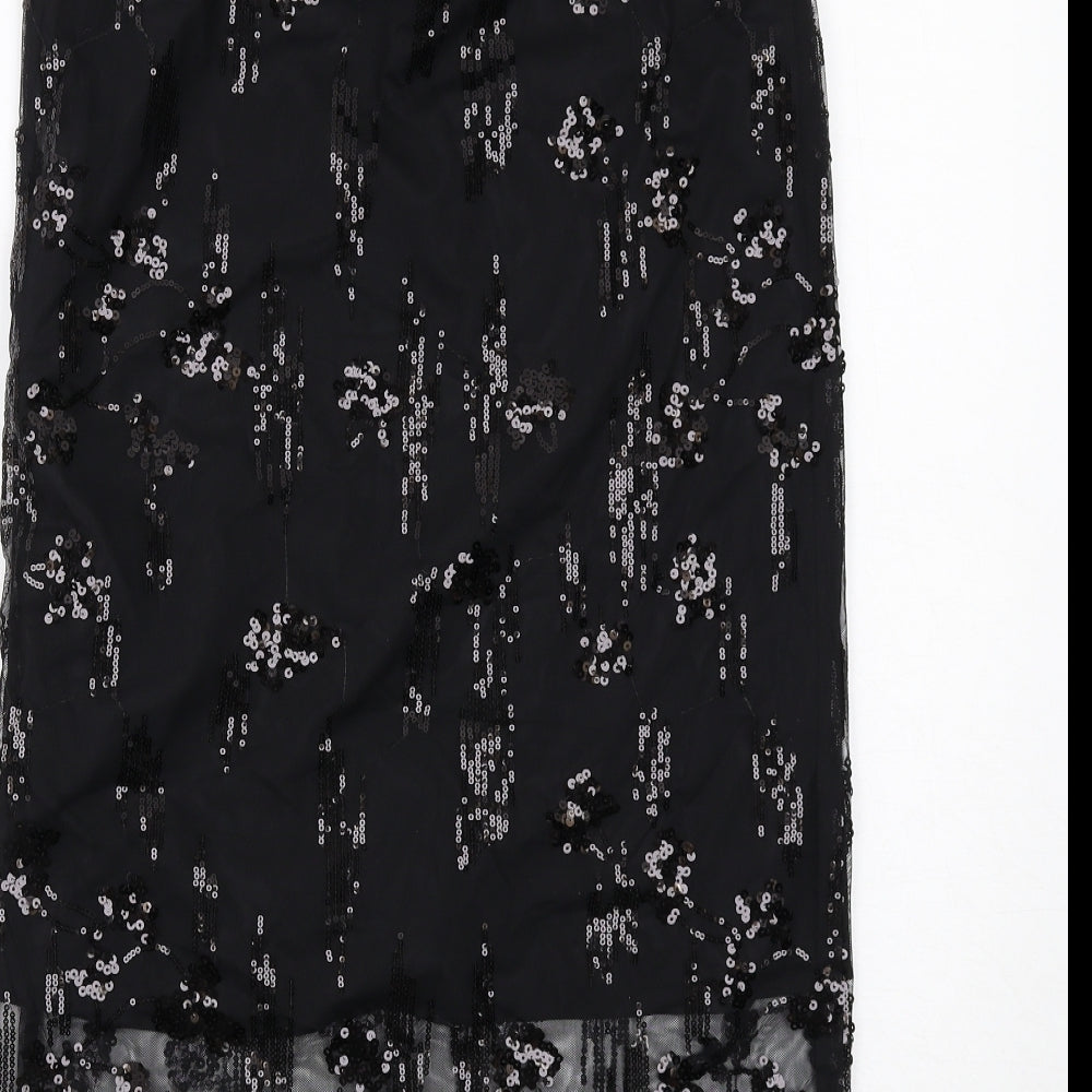 Marks and Spencer Womens Black Geometric Polyester A-Line Skirt Size 8