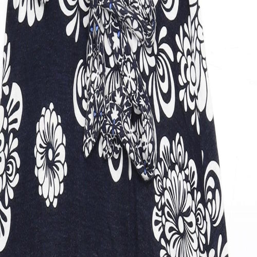 Monsoon Womens Blue Floral Viscose Maxi Size 10 V-Neck Pullover