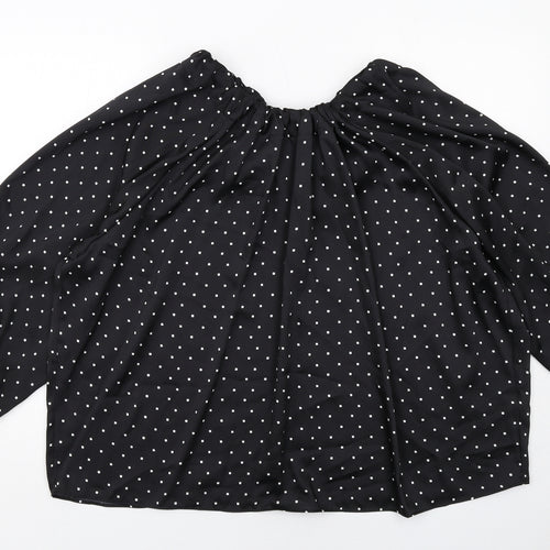 Marks and Spencer Womens Black Geometric Polyester Basic Blouse Size 18 Boat Neck