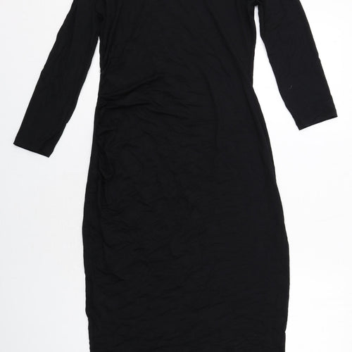 Marks and Spencer Womens Black Viscose T-Shirt Dress Size 10 Crew Neck Pullover