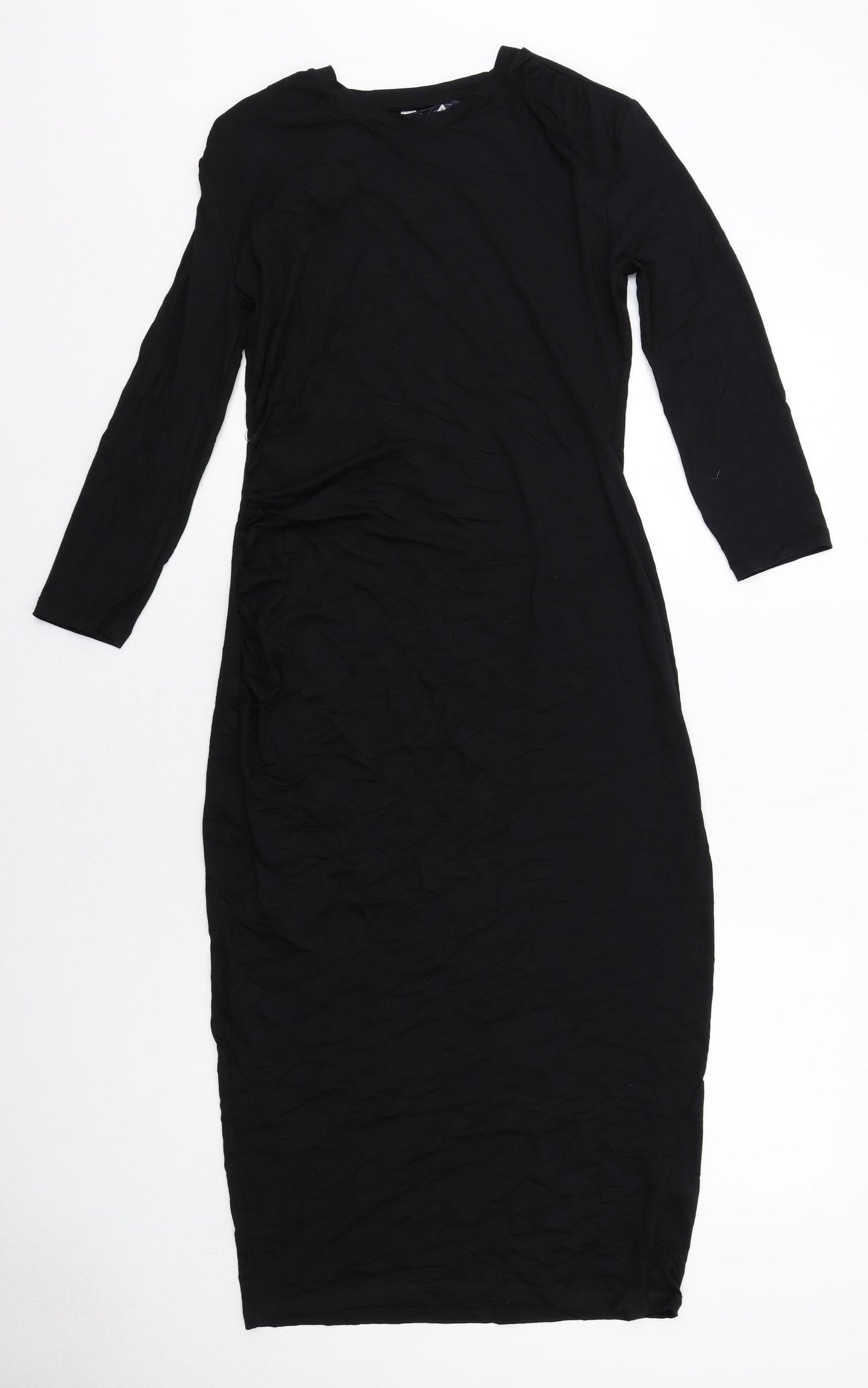 Marks and Spencer Womens Black Viscose T-Shirt Dress Size 10 Crew Neck Pullover