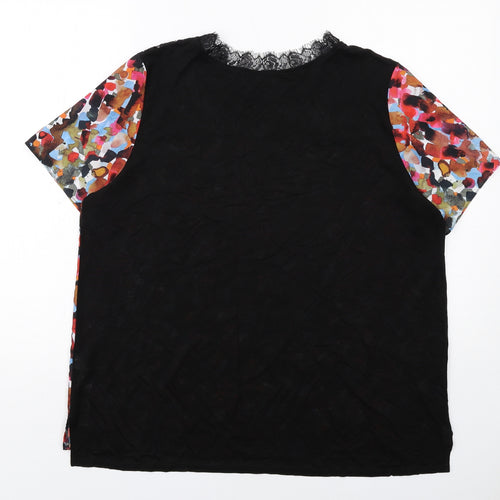 French Connection Womens Multicoloured Geometric Polyamide Basic Blouse Size XL Round Neck - Lace Details