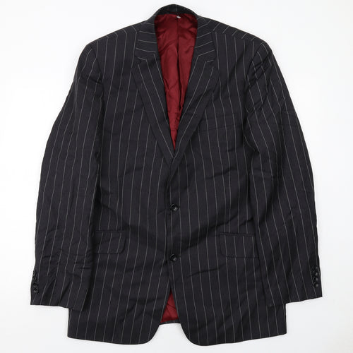 Chester Barrie Mens Grey Striped Wool Jacket Suit Jacket Size 44 Regular