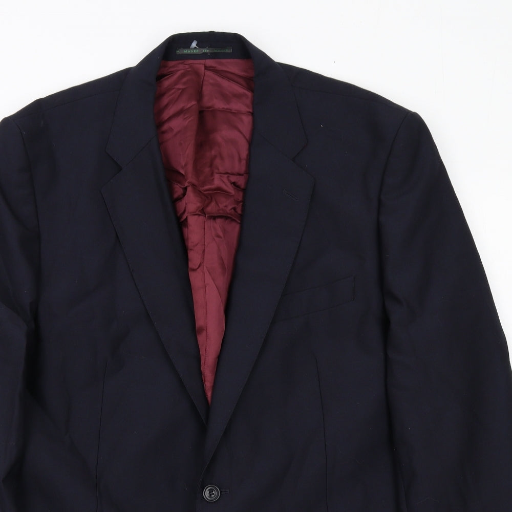 Magee Mens Blue Polyester Jacket Suit Jacket Size 38 Regular