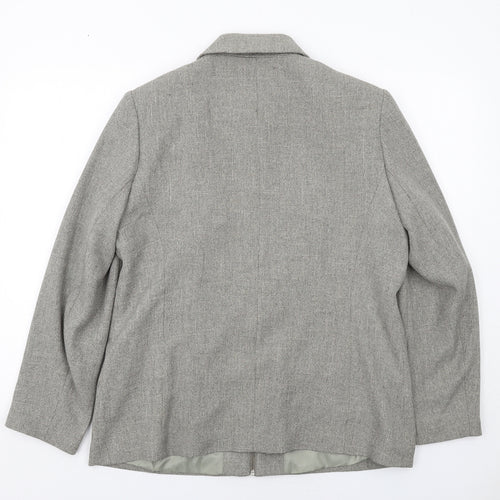 AMARANTO Womens Grey Geometric Jacket Size 16 Zip