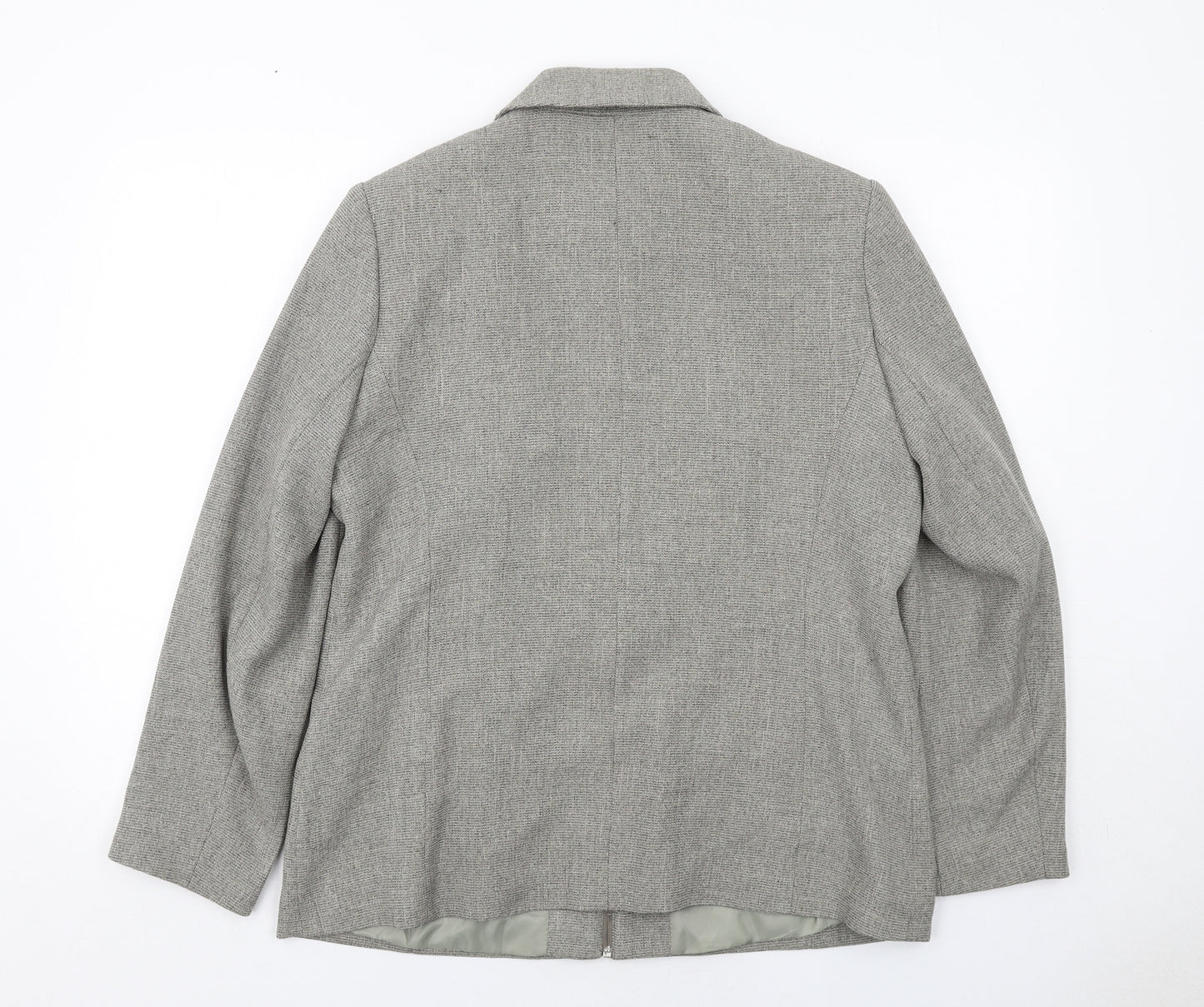 AMARANTO Womens Grey Geometric Jacket Size 16 Zip