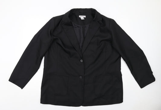Charmance Womens Black Polyester Jacket Suit Size 22