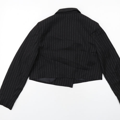 New Look Womens Black Striped Jacket Blazer Size 12 Button