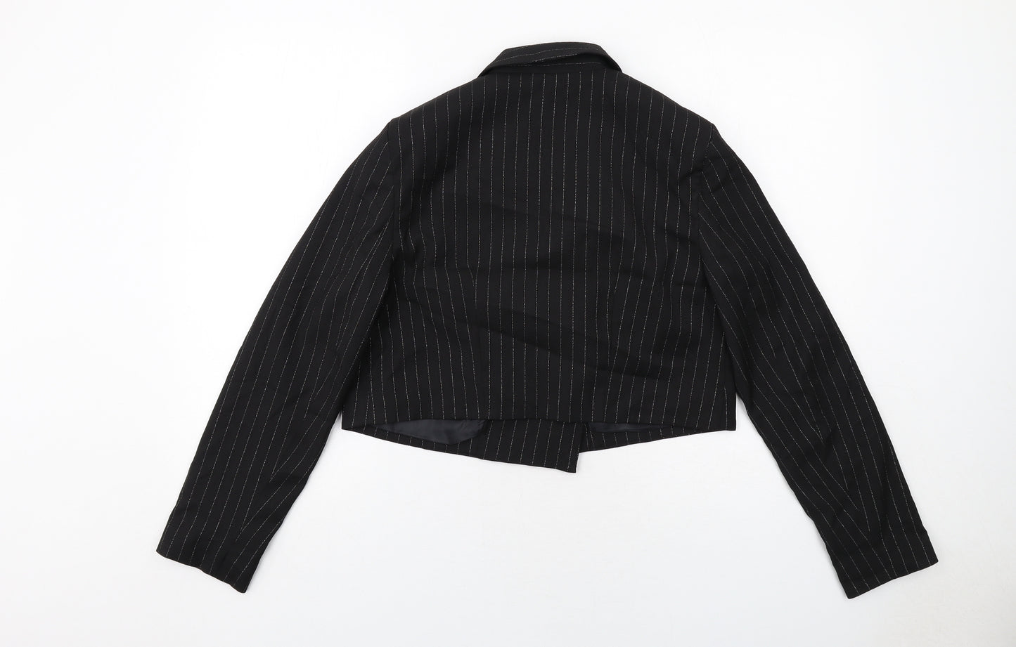 New Look Womens Black Striped Jacket Blazer Size 12 Button