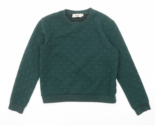 Louche Womens Green Polka Dot Polyester Pullover Sweatshirt Size 8 Pullover