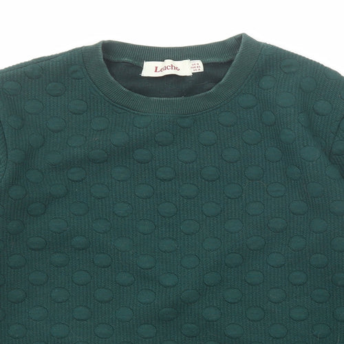 Louche Womens Green Polka Dot Polyester Pullover Sweatshirt Size 8 Pullover