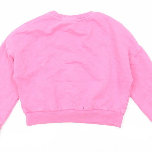 Marks and Spencer Girls Pink Cotton Pullover Sweatshirt Size 8-9 Years Pullover