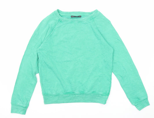 Marks and Spencer Womens Green Cotton Pullover Sweatshirt Size 6 Pullover