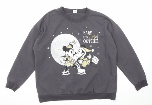 Disney Womens Grey Polyester Pullover Sweatshirt Size 20 Pullover - Mickey Minnie Mouse