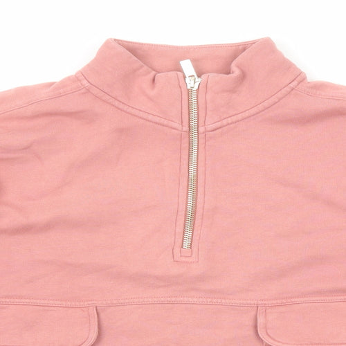 NEXT Womens Pink Cotton Pullover Sweatshirt Size M Zip