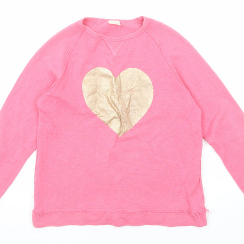 Zara Girls Pink Cotton Pullover Sweatshirt Size 13-14 Years Pullover - Heart