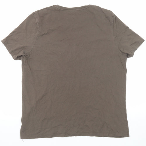 Marks and Spencer Mens Brown Polyester T-Shirt Size 2XL Round Neck