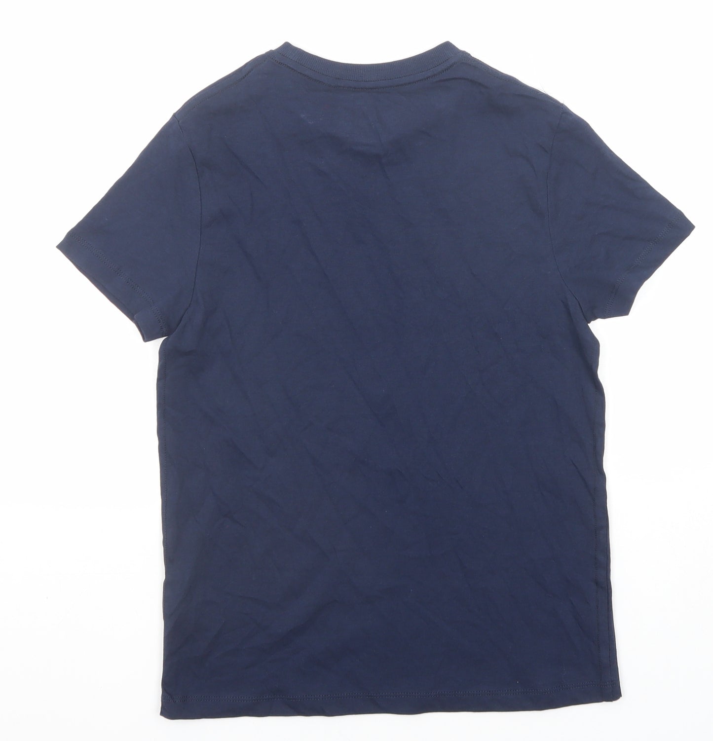 Marks and Spencer Boys Blue Cotton Basic T-Shirt Size 10-11 Years Round Neck Pullover