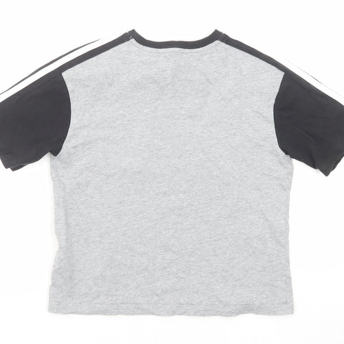 adidas Girls Grey Cotton Pullover T-Shirt Size 11-12 Years Crew Neck Pullover