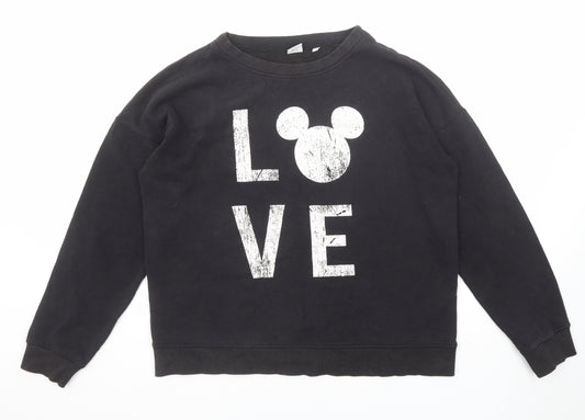 NEXT Womens Black Cotton Pullover Sweatshirt Size L Pullover - Mickey Mouse Love