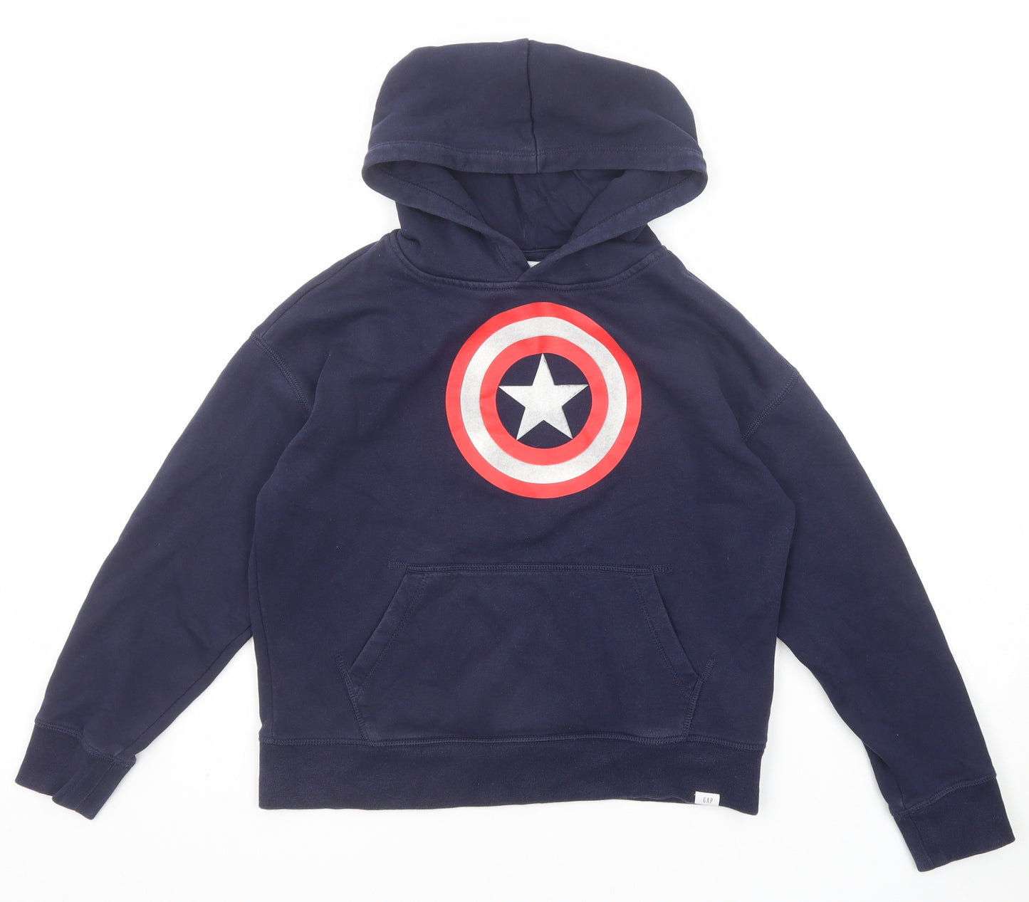 Gap Boys Blue Cotton Pullover Hoodie Size 10 Years Pullover - Captain America