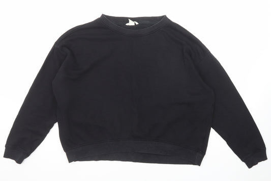 H&M Womens Black Cotton Pullover Sweatshirt Size L Pullover