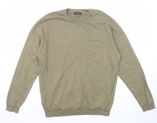 Zara Mens Green Cotton Pullover Sweatshirt Size L