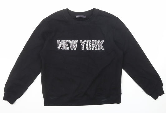 Marks and Spencer Womens Black Cotton Pullover Sweatshirt Size S Pullover - New York
