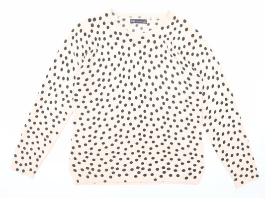 Marks and Spencer Womens Pink Round Neck Polka Dot Acrylic Pullover Jumper Size 12