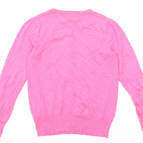 Marks and Spencer Womens Pink Round Neck Viscose Cardigan Jumper Size 10