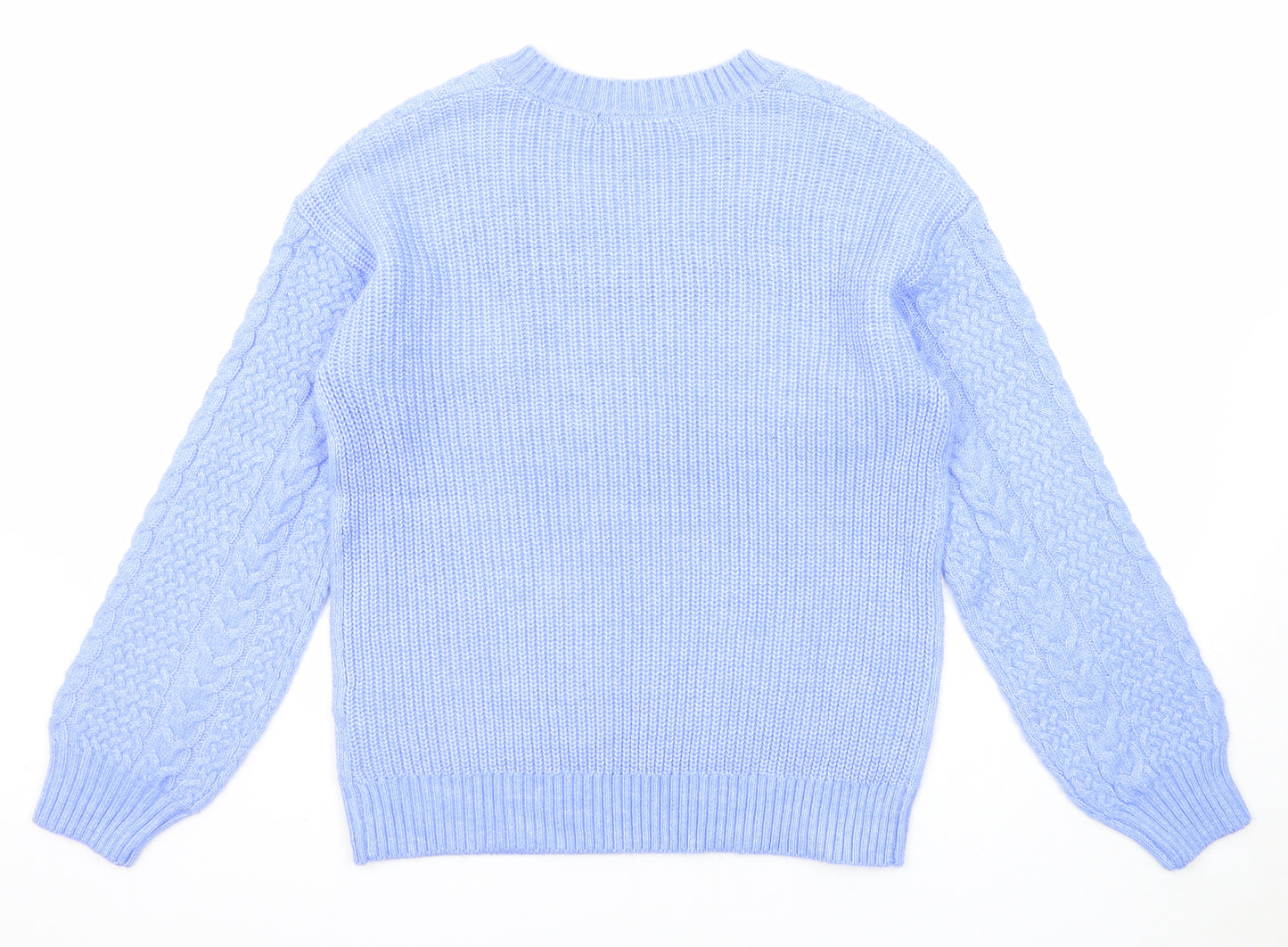 Marks and Spencer Womens Blue V-Neck Polyester Pullover Jumper Size S