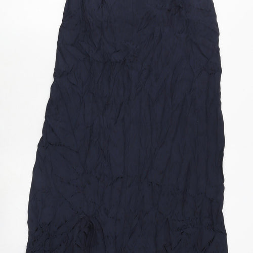 Marks and Spencer Womens Black Geometric Viscose Slip Dress Size 14 V-Neck Pullover