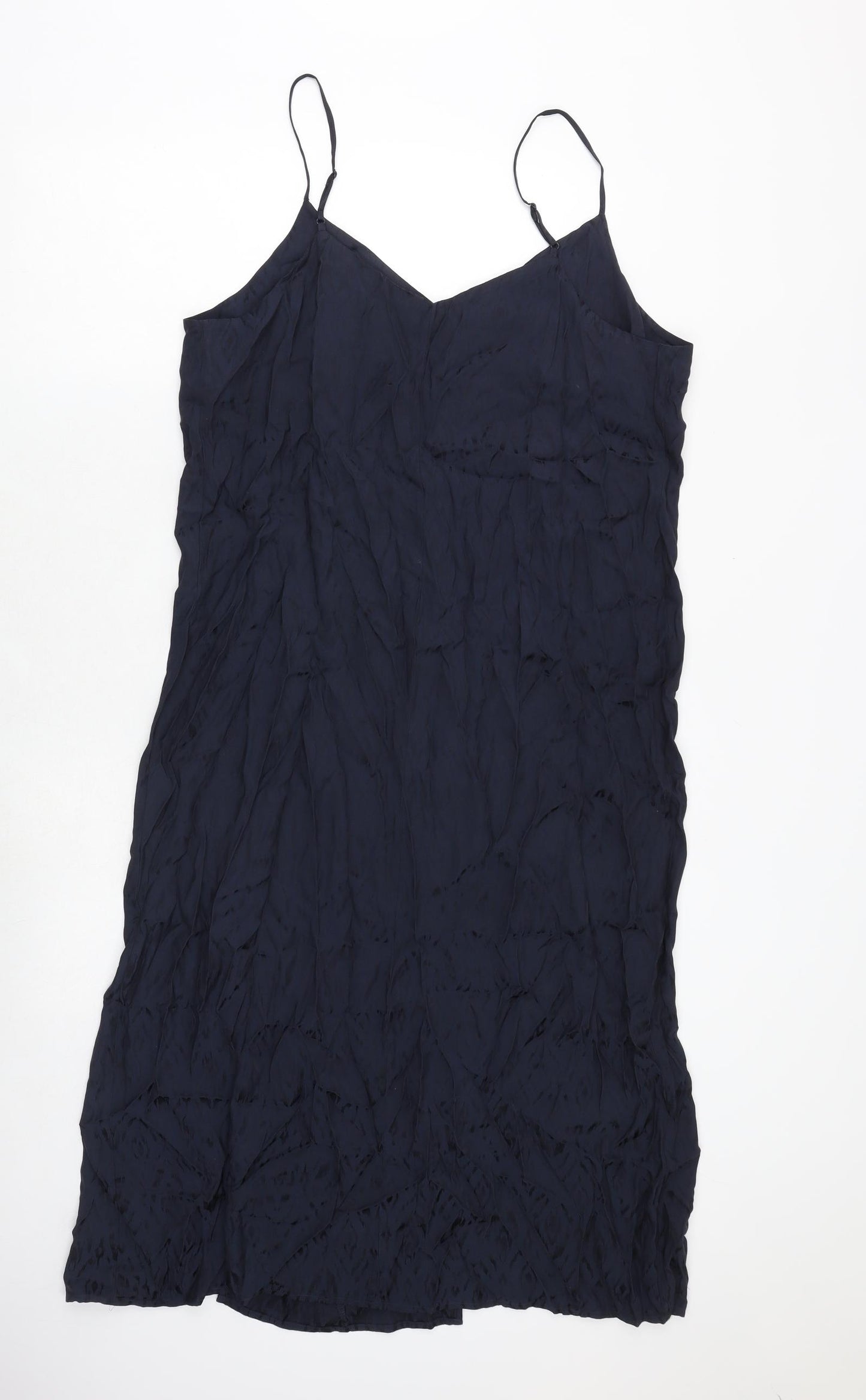 Marks and Spencer Womens Black Geometric Viscose Slip Dress Size 14 V-Neck Pullover