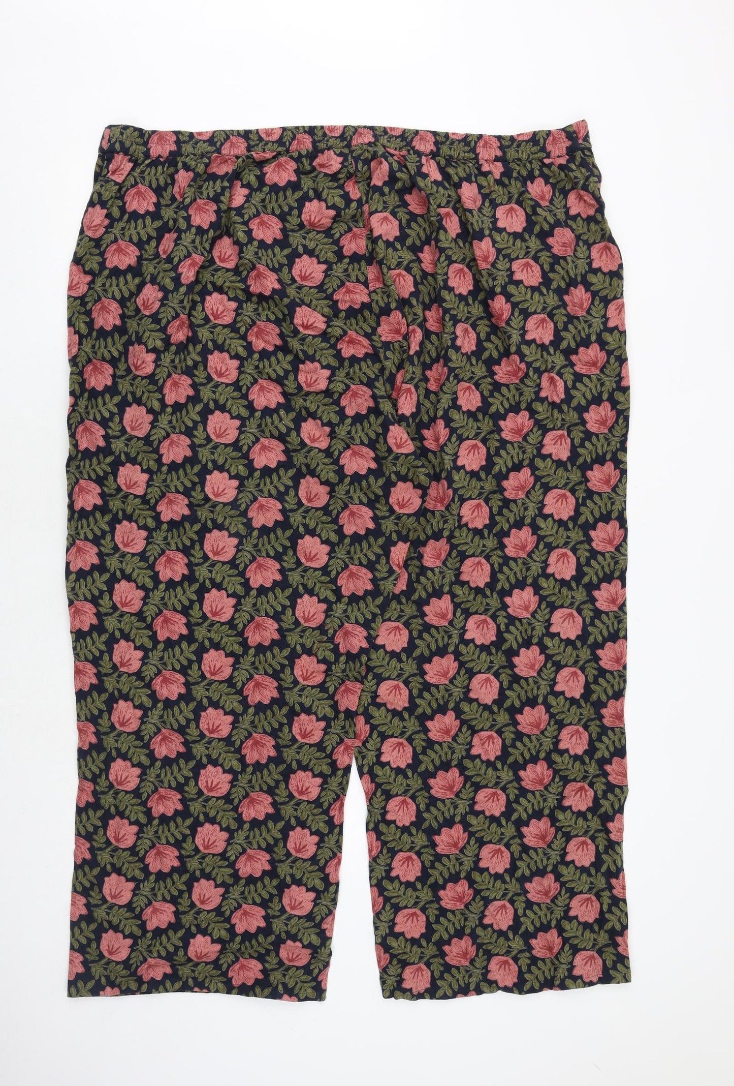 Seasalt Womens Multicoloured Floral Cotton Trousers Size 26 Regular Drawstring