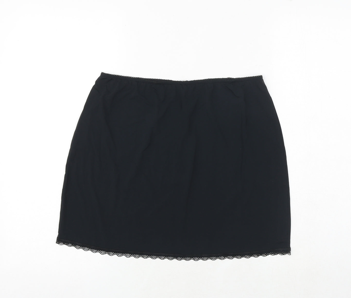 Marks and Spencer Womens Black Polyester A-Line Skirt Size 14 - Lace Trim