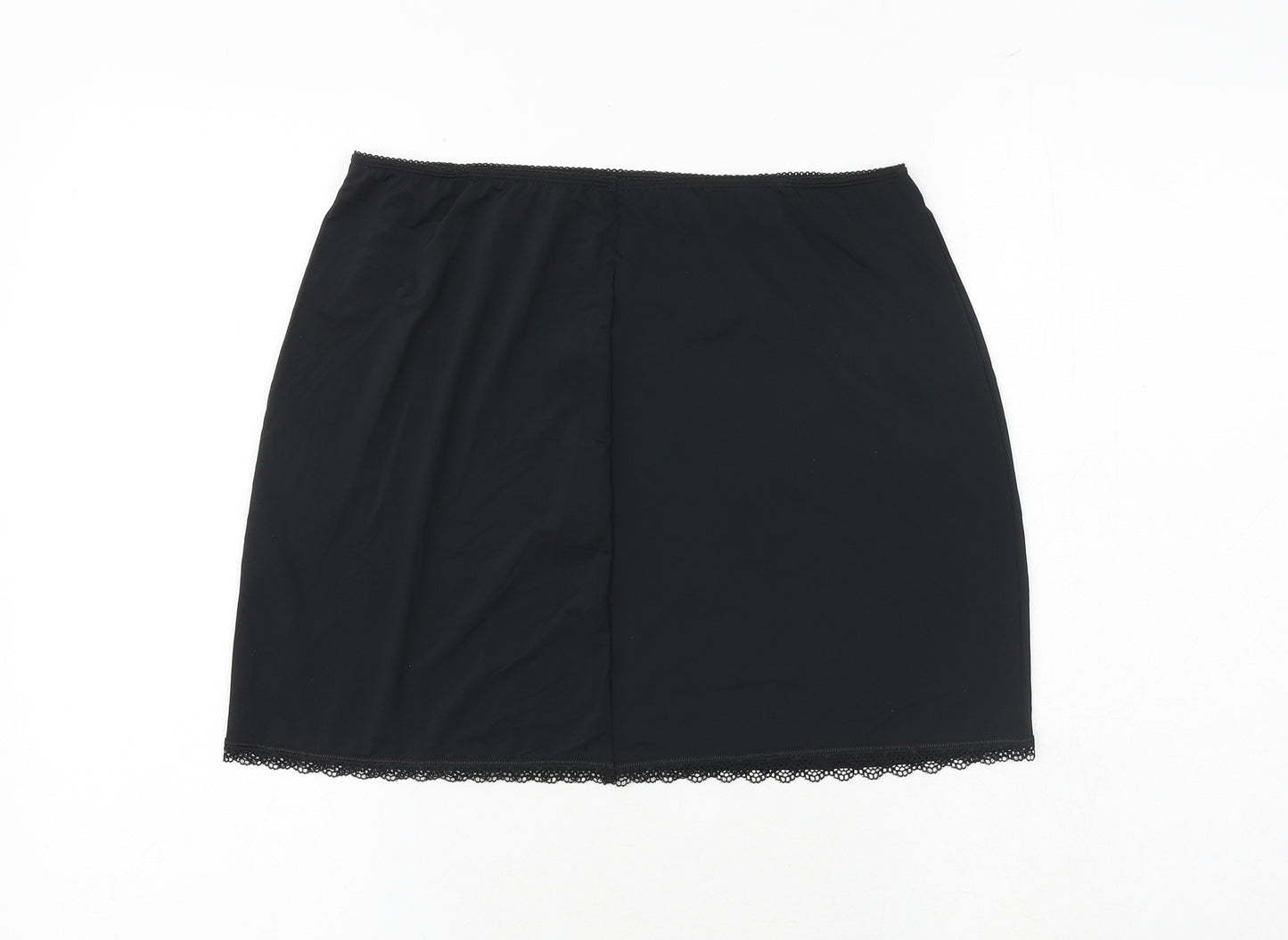 Marks and Spencer Womens Black Polyester A-Line Skirt Size 14 - Lace Trim