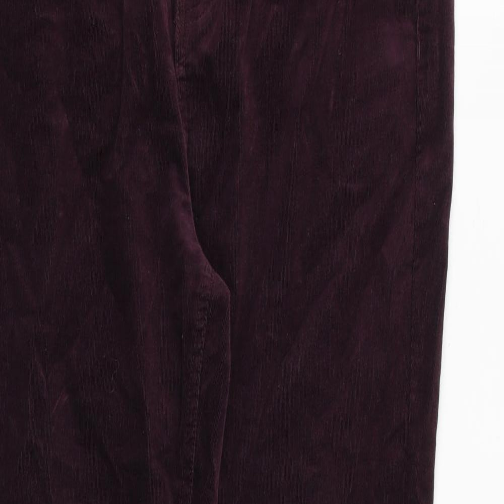 Marks and Spencer Womens Purple Cotton Trousers Size 14 Regular Zip
