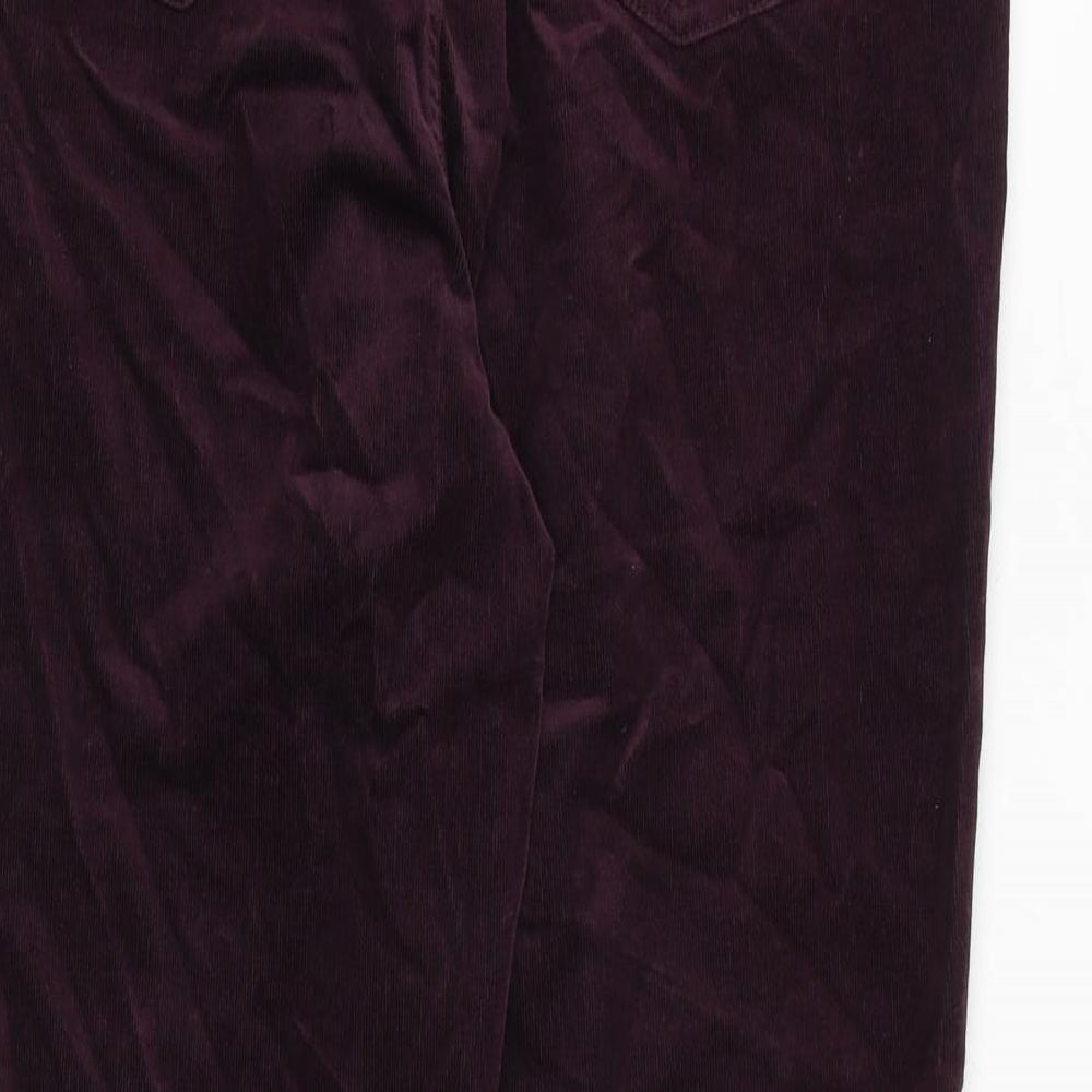 Marks and Spencer Womens Purple Cotton Trousers Size 14 Regular Zip