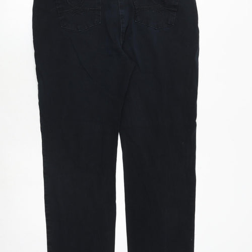 Marks and Spencer Womens Blue Cotton Trousers Size 16 Regular Zip