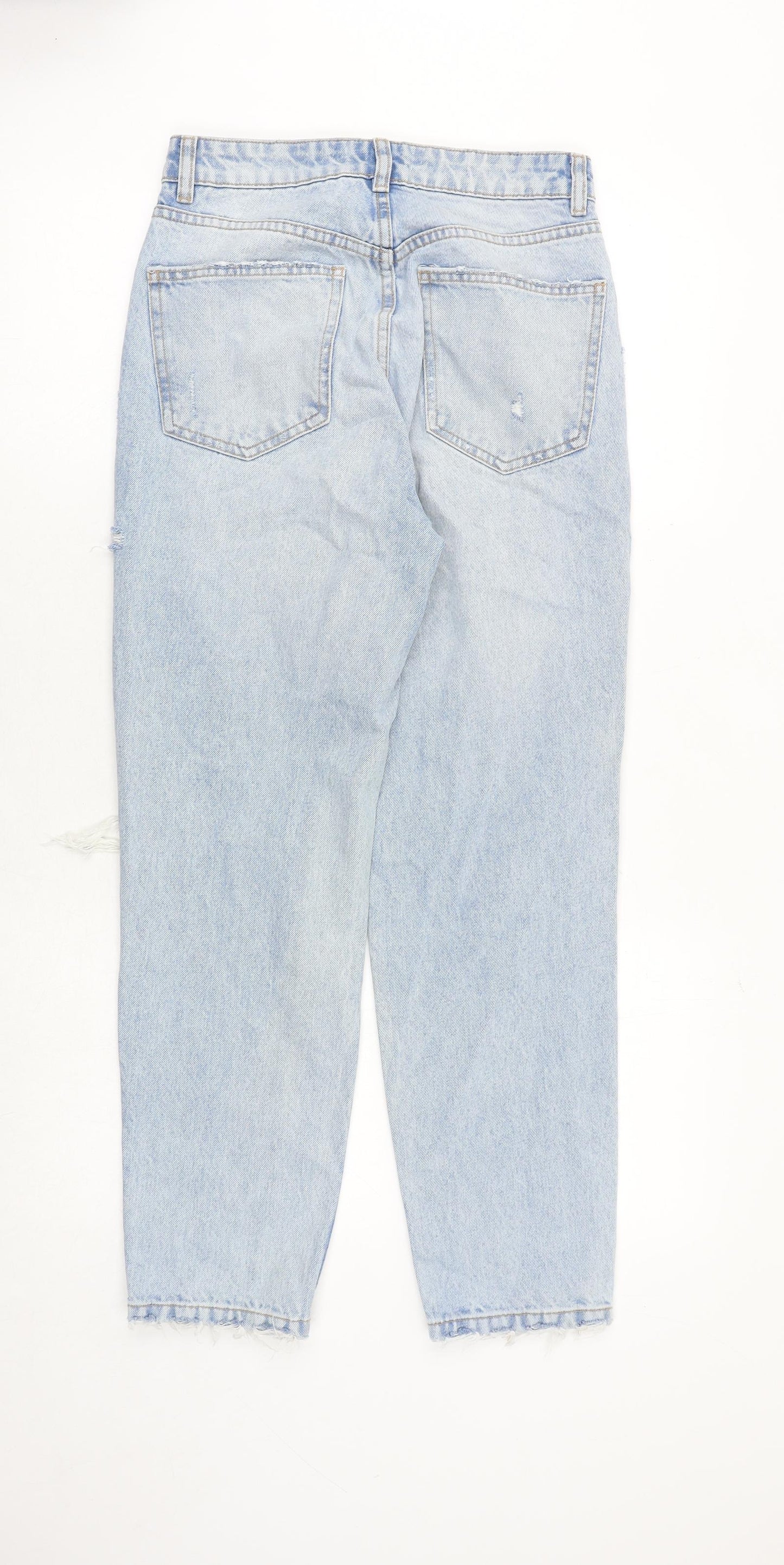 Zara Womens Blue Polyester Mom Jeans Size 8 Regular Zip