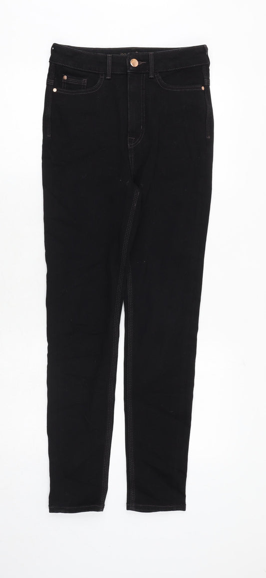 Marks and Spencer Womens Black Cotton Skinny Jeans Size 8 Regular Zip