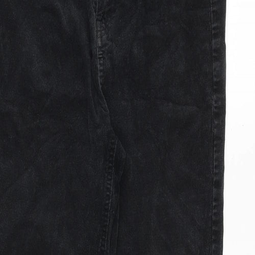 Marks and Spencer Womens Black Cotton Trousers Size 12 Regular Zip