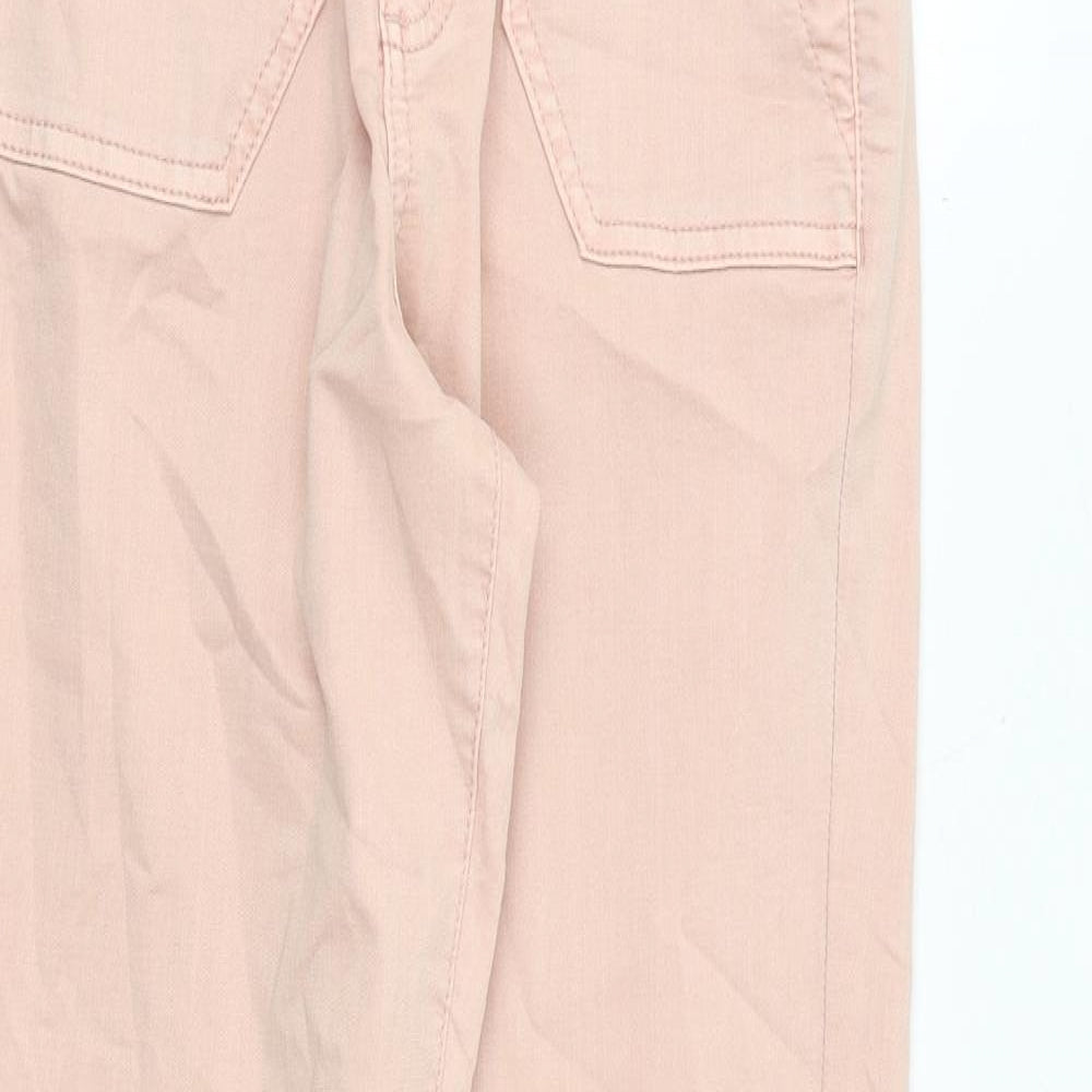 Marks and Spencer Womens Pink Cotton Tapered Jeans Size 6 Regular Zip