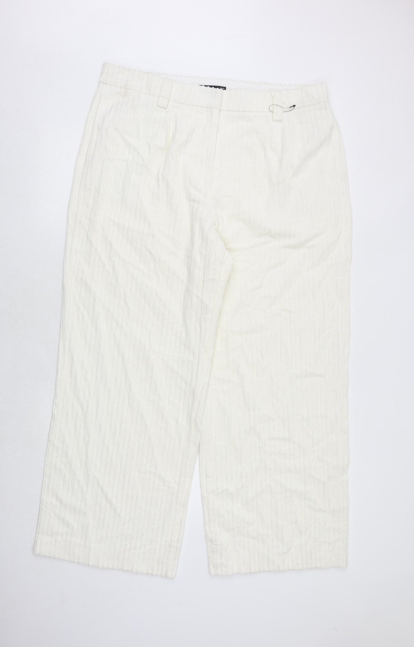 Marks and Spencer Womens Ivory Cotton Trousers Size 20 Regular Zip